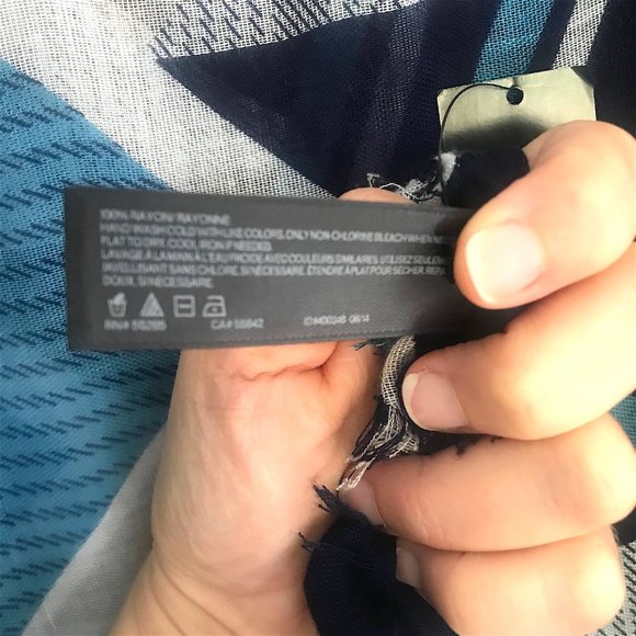 Navy, Blue, Cream and Tan Geometric Express Scarf - Picture 4 of 7